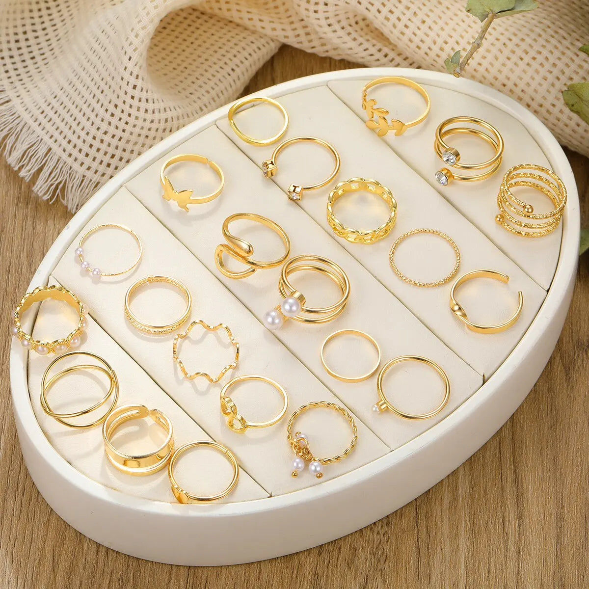 22 Sets Of Creative Ring Gold-color